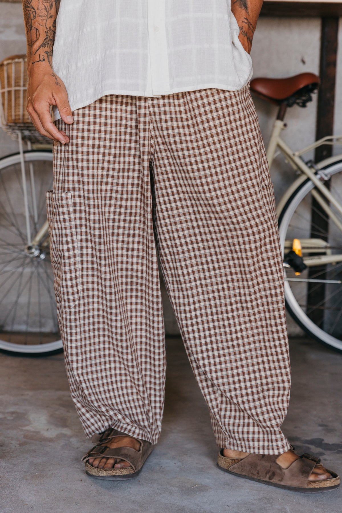 Chef Ottway Pants - Brown and Cream Plaid
