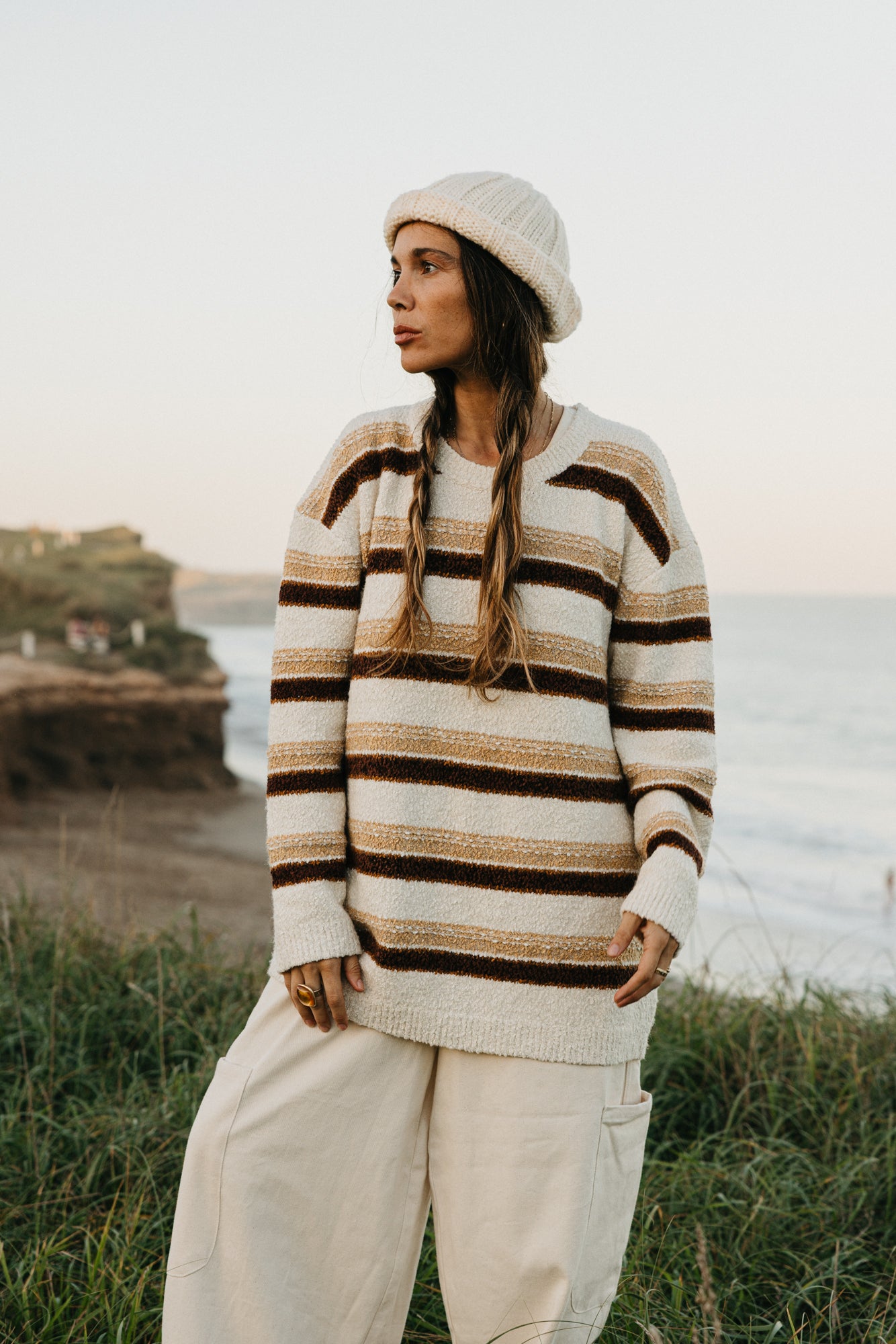 Sundance Striped Knit Unisex - Cream