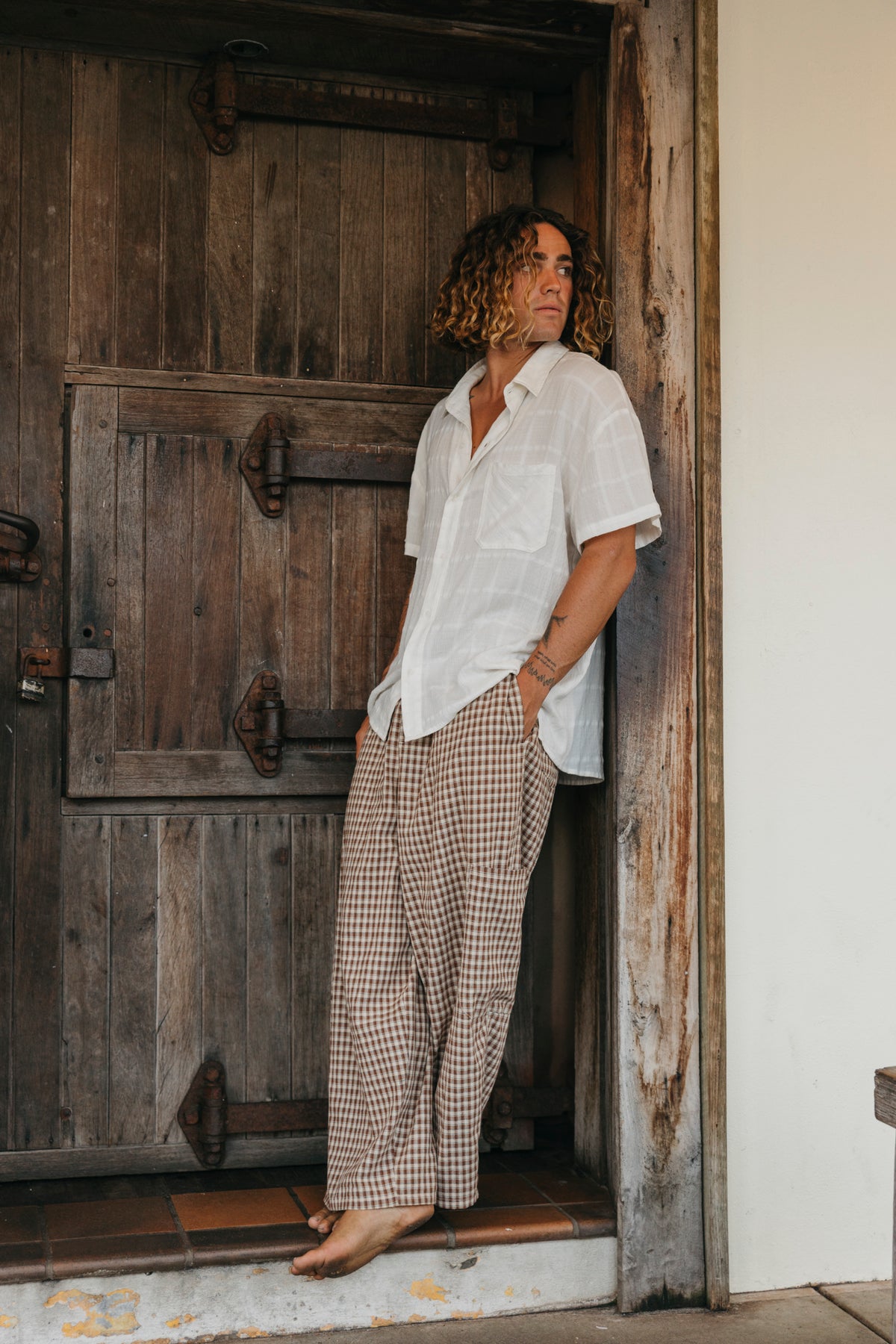 Seabreeze - White Plaid Short Sleeve Shirt