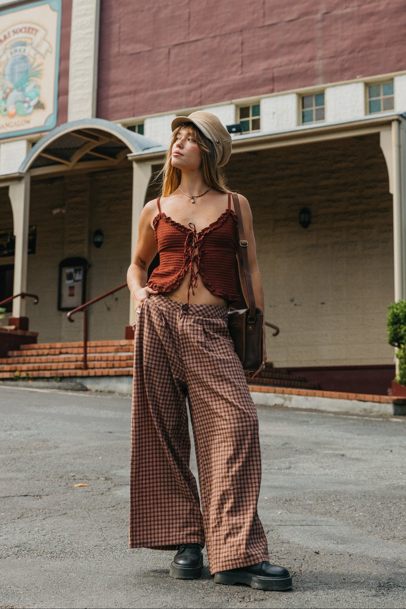Marlow - Brown Plaid Pants