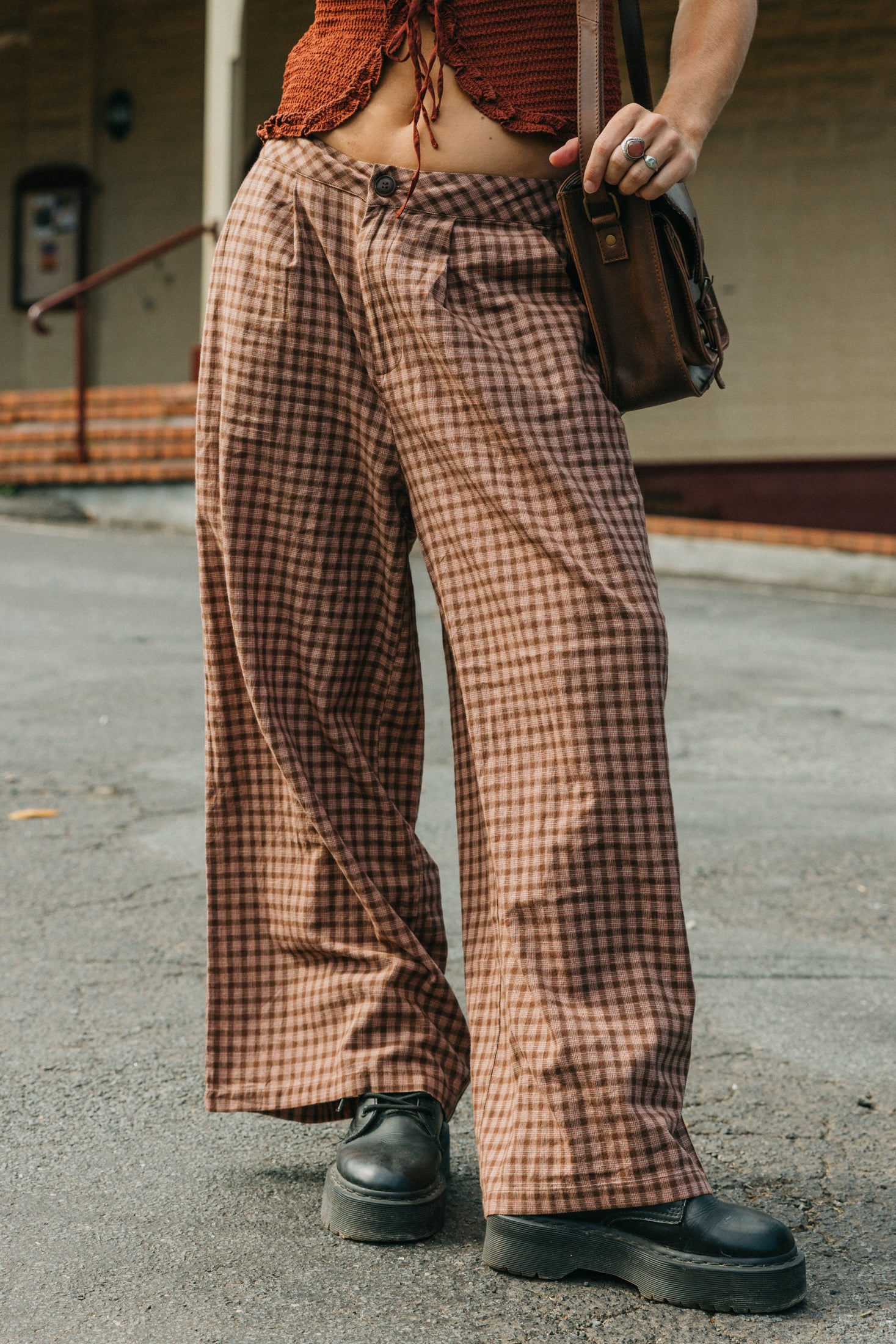 Marlow - Brown Plaid Pants
