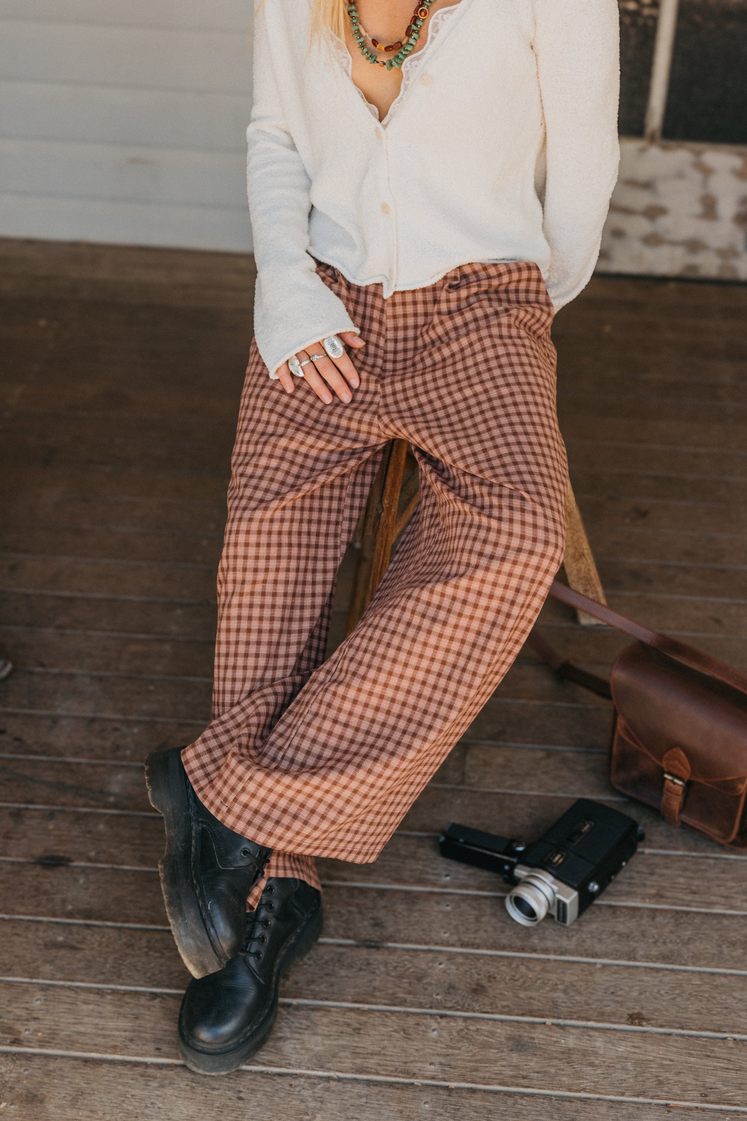 Marlow - Brown Plaid Pants