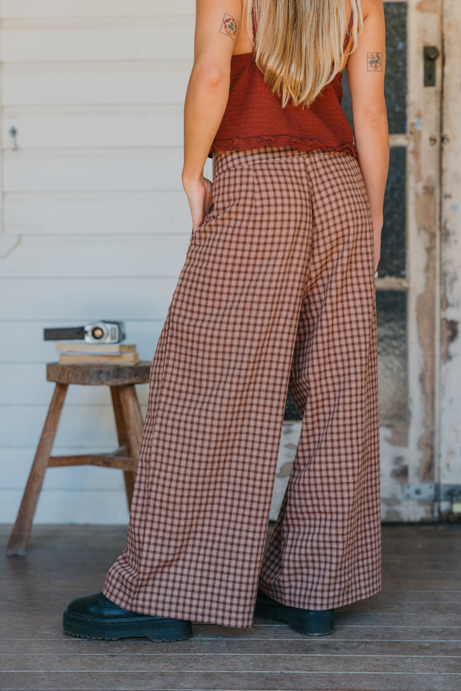 Marlow - Brown Plaid Pants