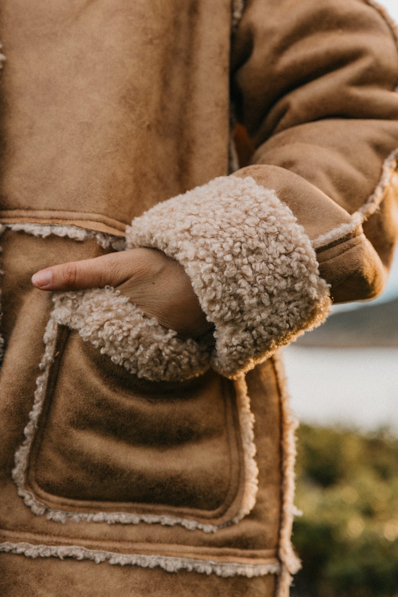 Wildway Sherpa Suede Jacket Unisex - Light Brown