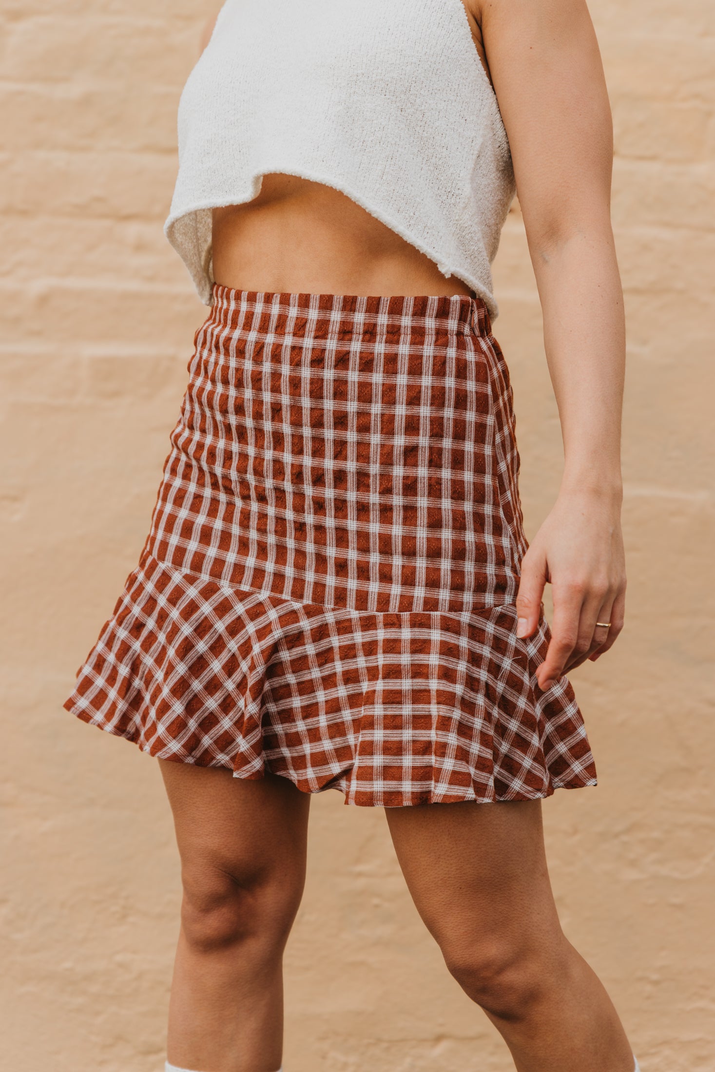 Dusty Wine - Plaid Burgundy Mini Skirt