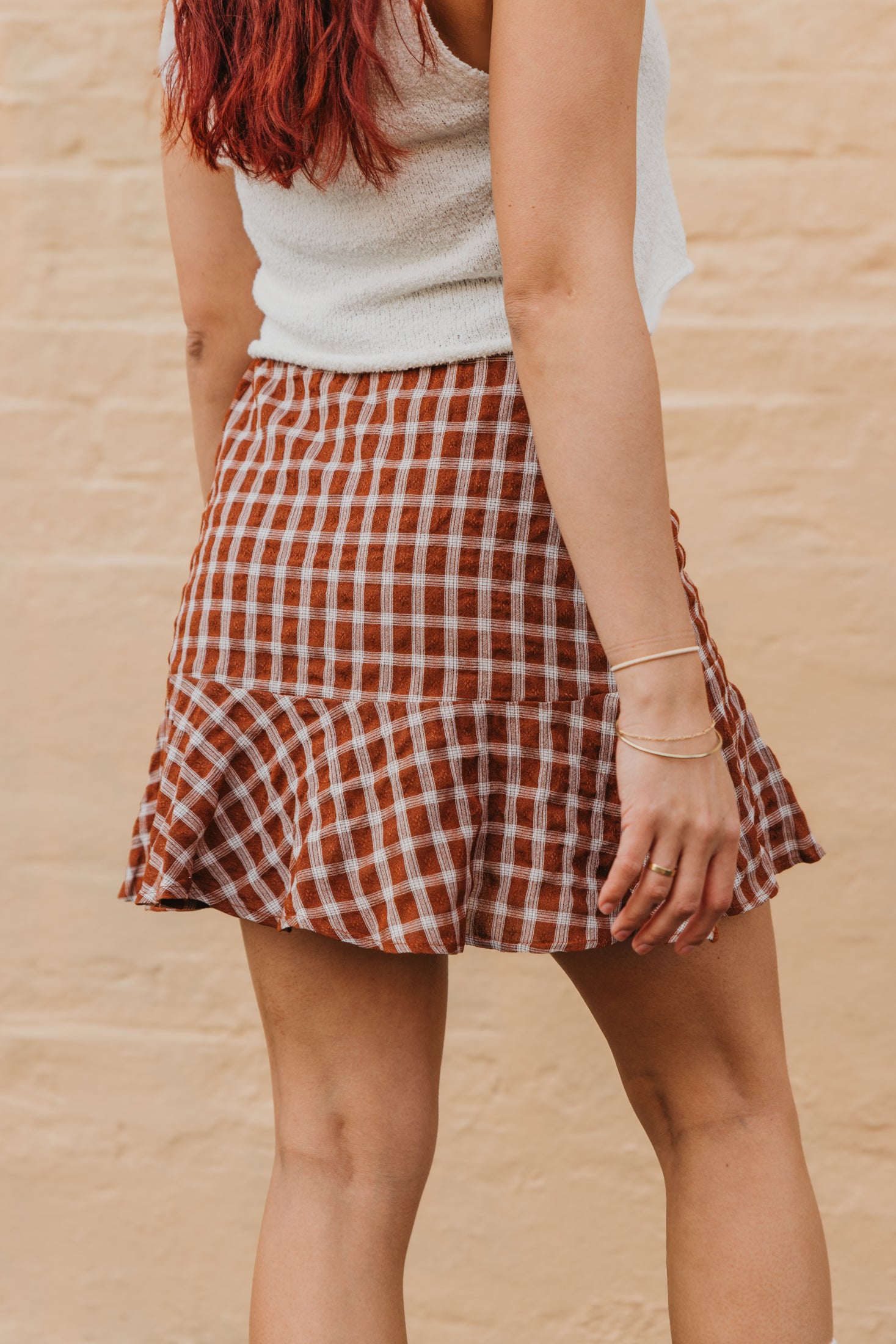 Dusty Wine - Plaid Burgundy Mini Skirt