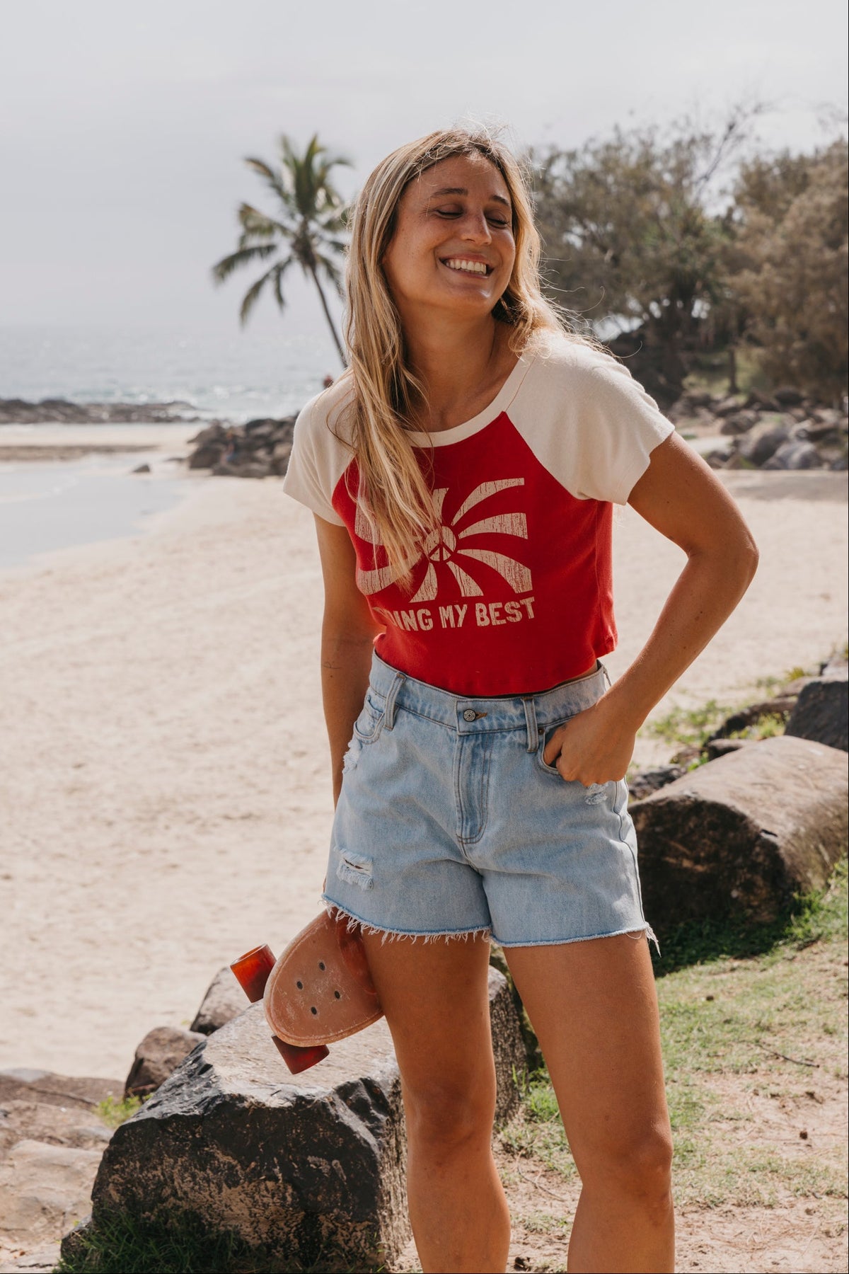 Country Club High-Waist Denim Shorts