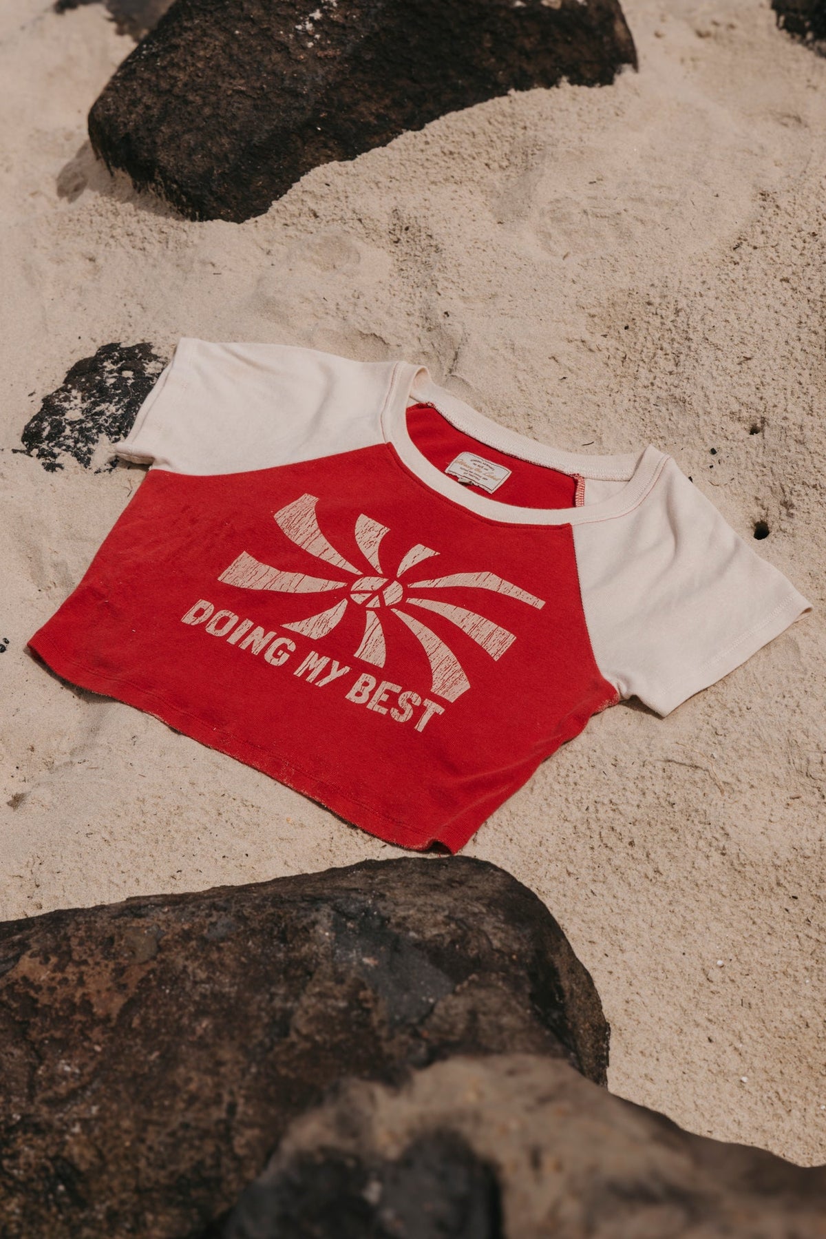 Kurzes T-Shirt „Dreamer“ – Zartes Senfgelb 