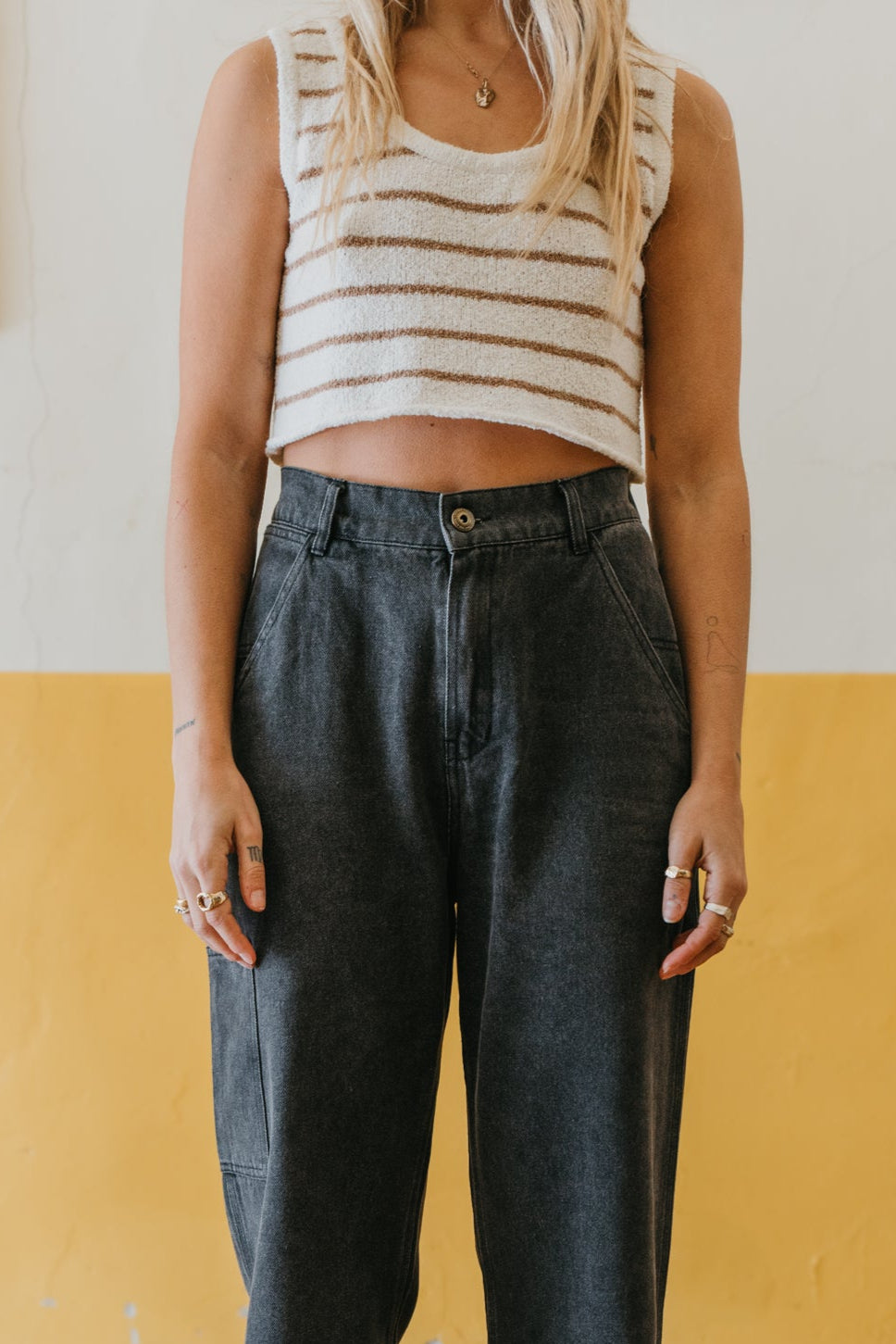 Brisa - Striped Textured Rib Knit Tank