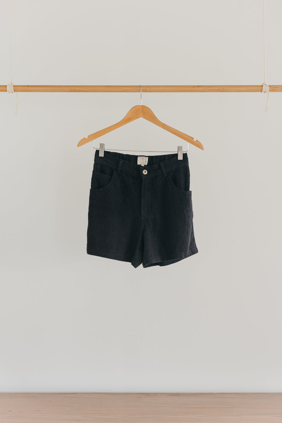 Miller Shorts- Unisex Textured Linen Shorts - Washed Black
