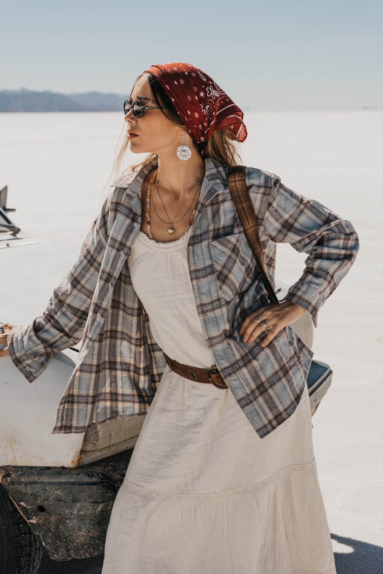 Evans Plaid Unisex Shirt - Distressed Blue Grey