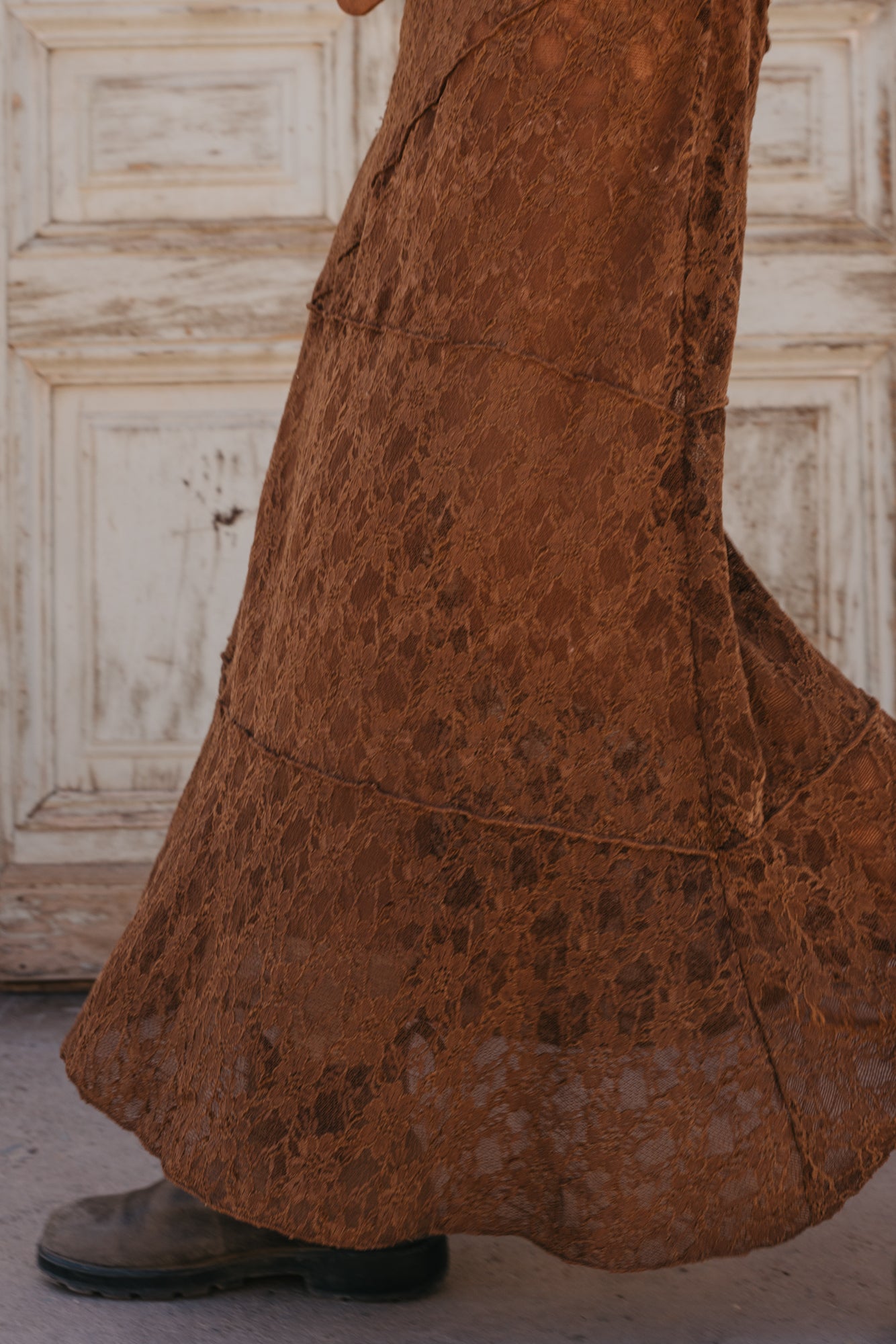 Moonlace - Brown Lace Midi Skirt