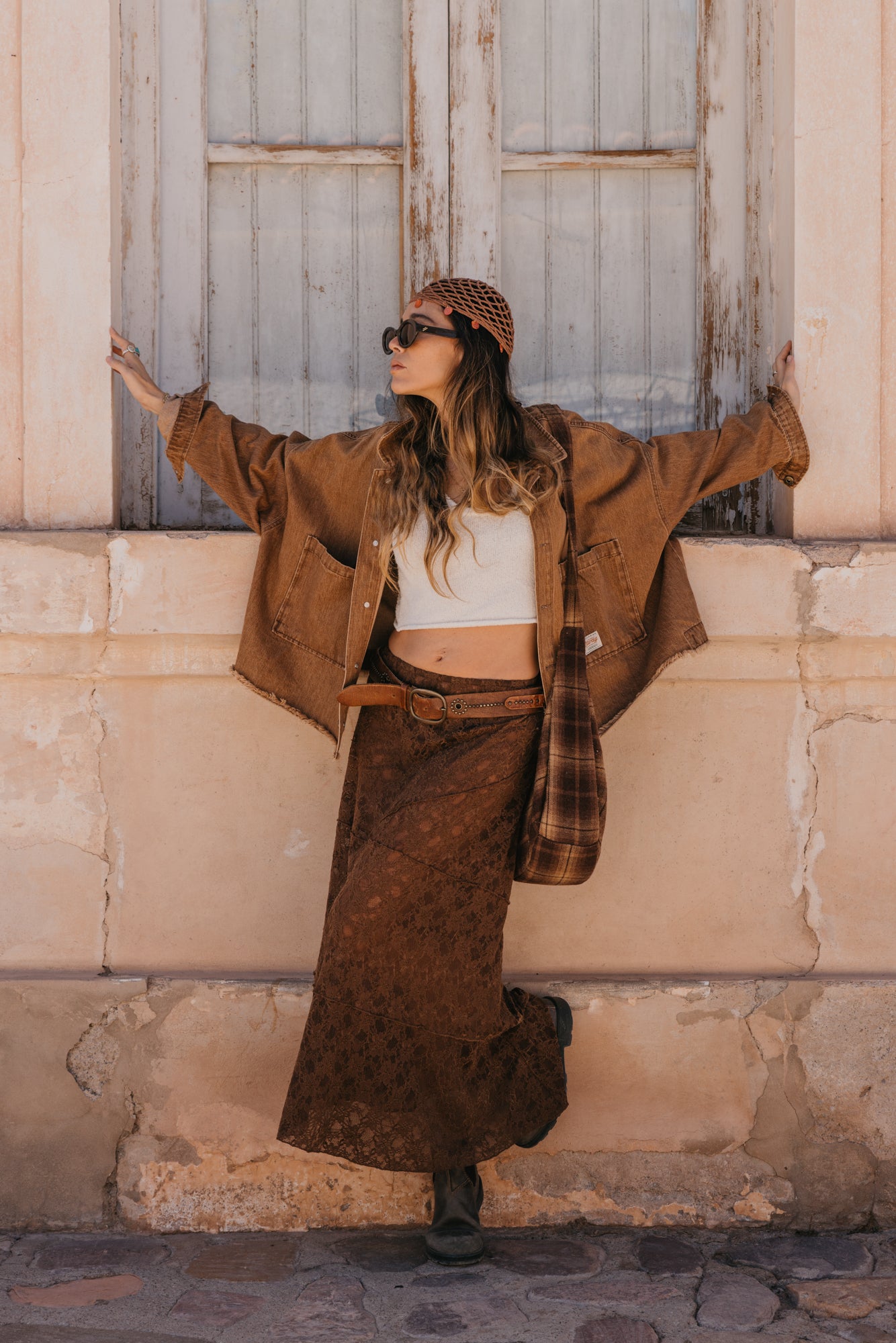 Moonlace - Brown Lace Midi Skirt