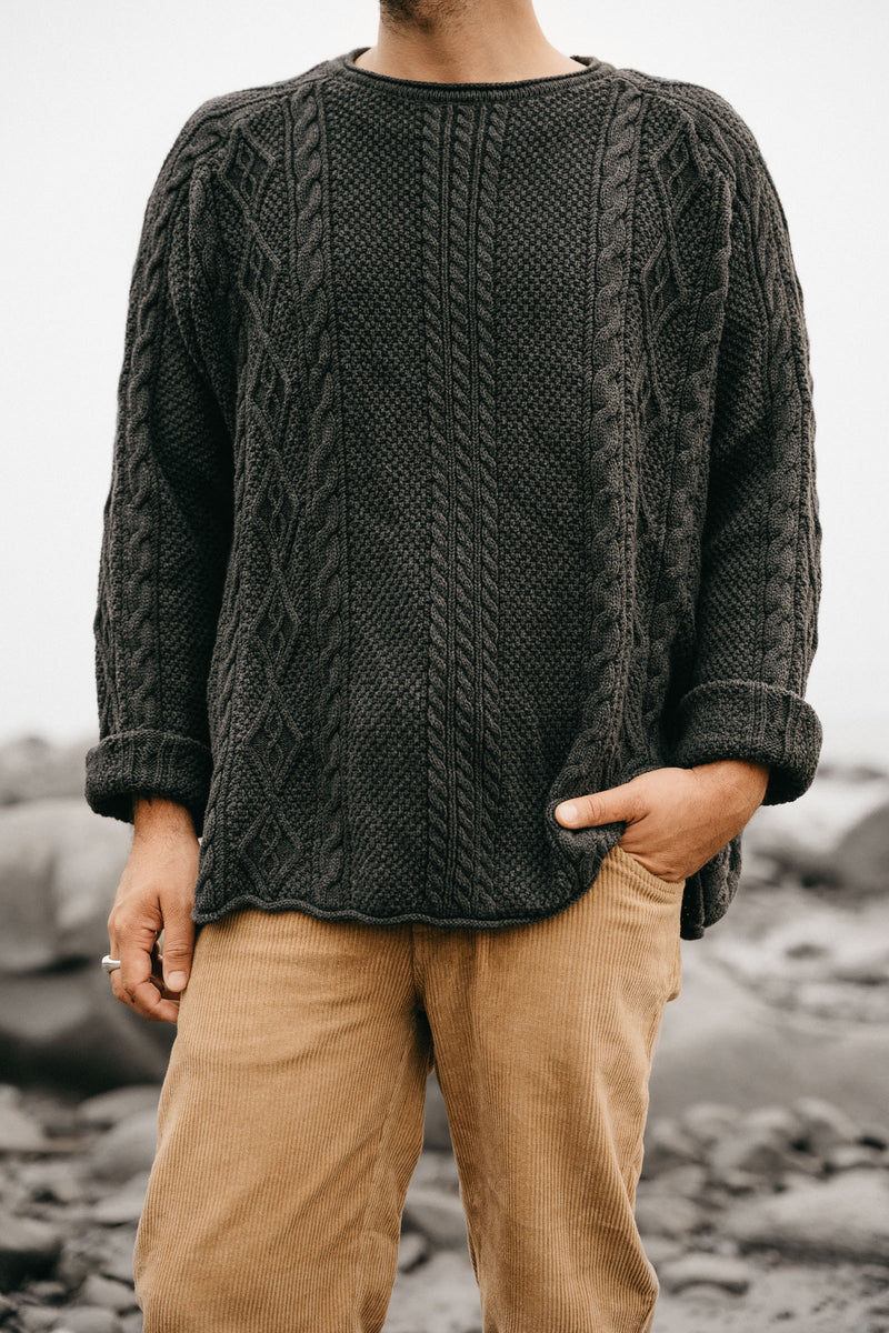 Rory Cable Knit Sweater Charcoal OTTWAY