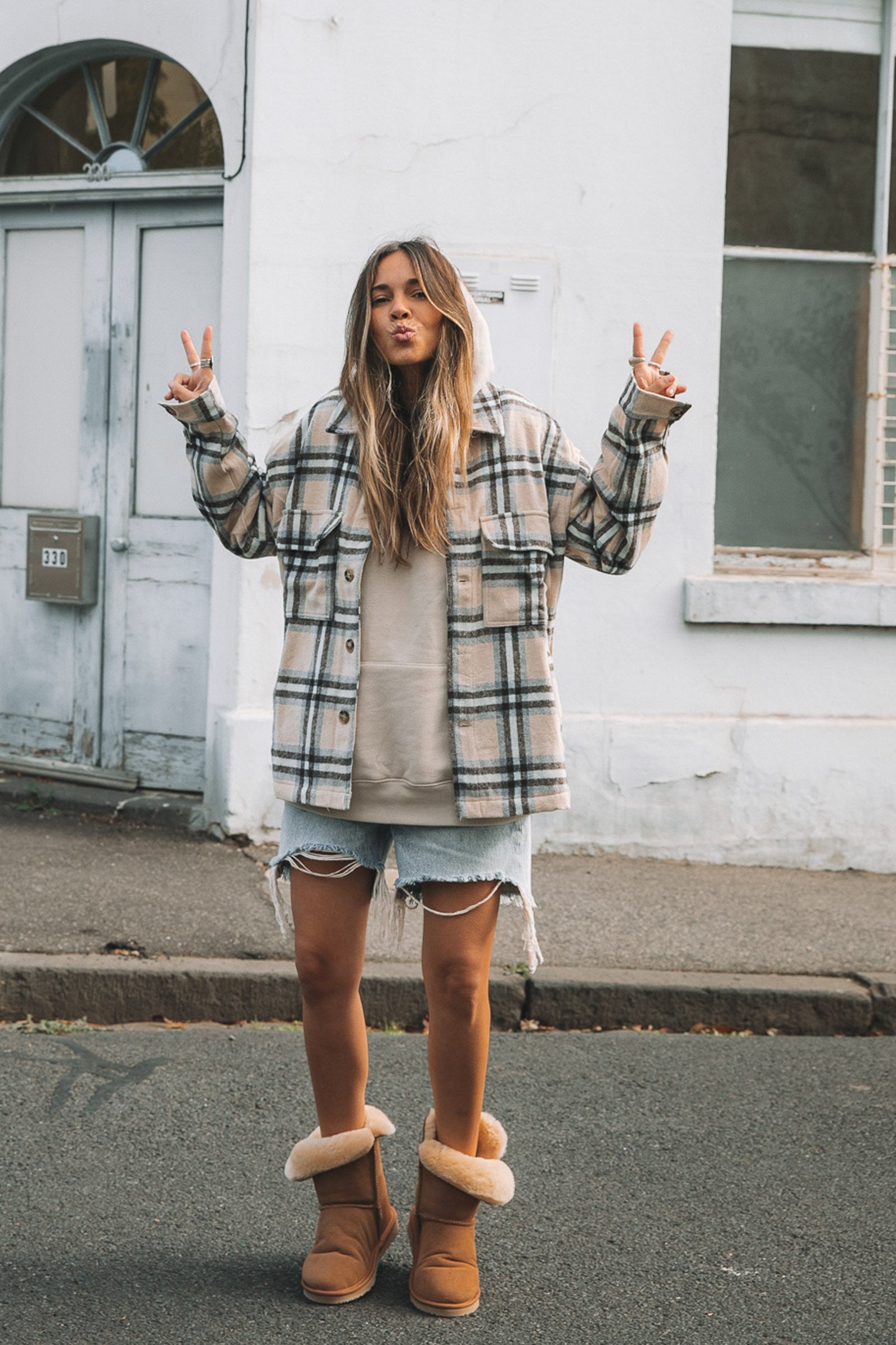 Lenny - Women Cream Flannel Shirt/Jacket
