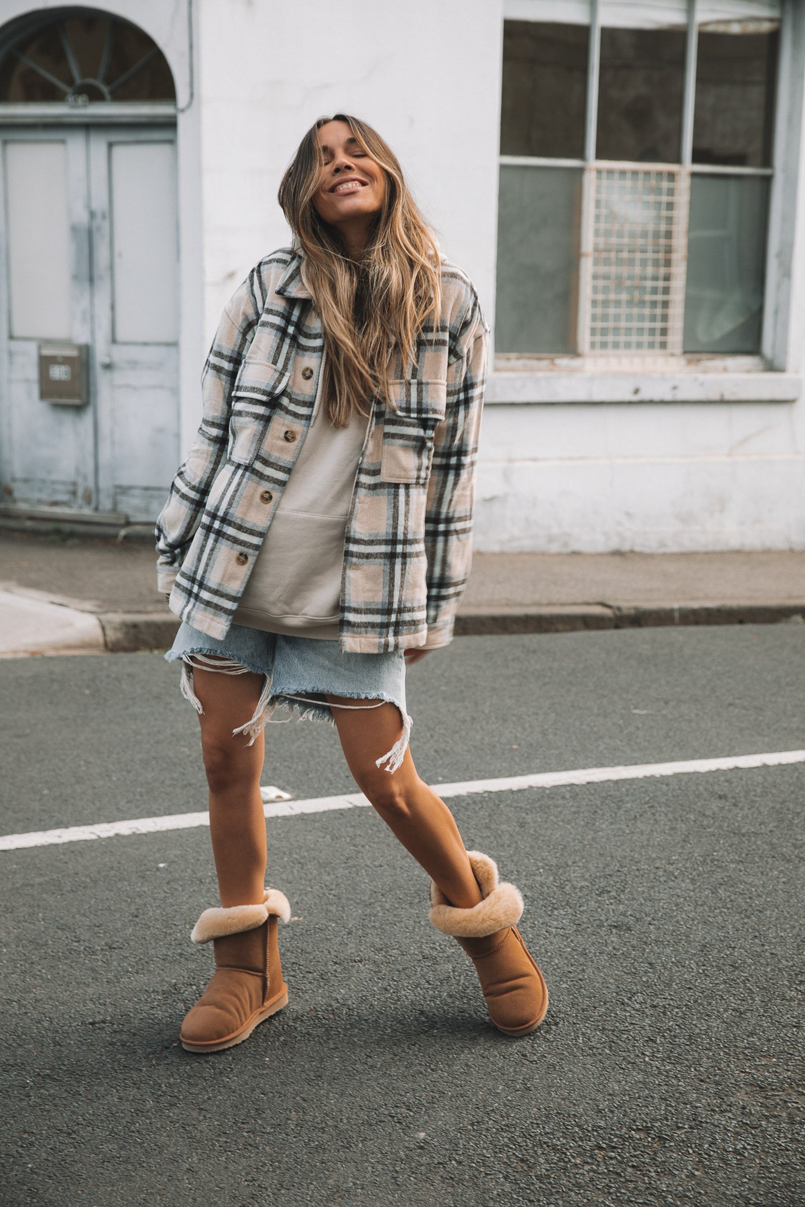 Lenny - Women Cream Flannel Shirt/Jacket