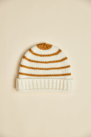 Striped Knit Beanie - Burnt Mustard