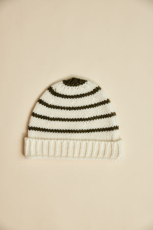 Striped Knit Beanie - Dusty Green