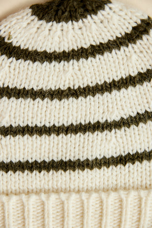 Striped Knit Beanie - Dusty Green