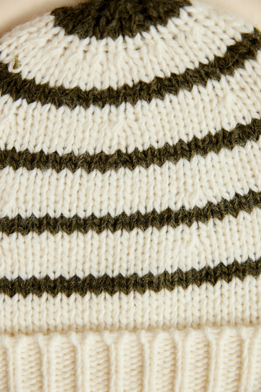 Striped Knit Beanie - Dusty Green