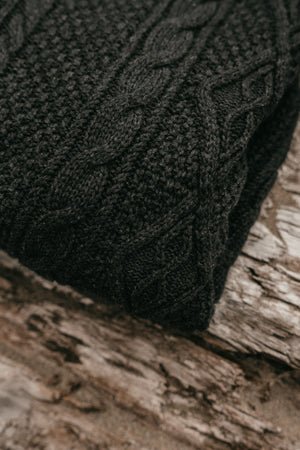 Rory Unisex Cable Knit Sweater - Charcoal