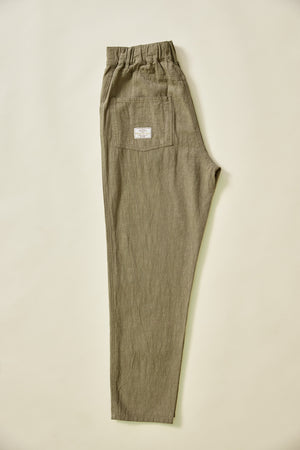 Miller - Unisex Textured Linen Pants - Khaki Green