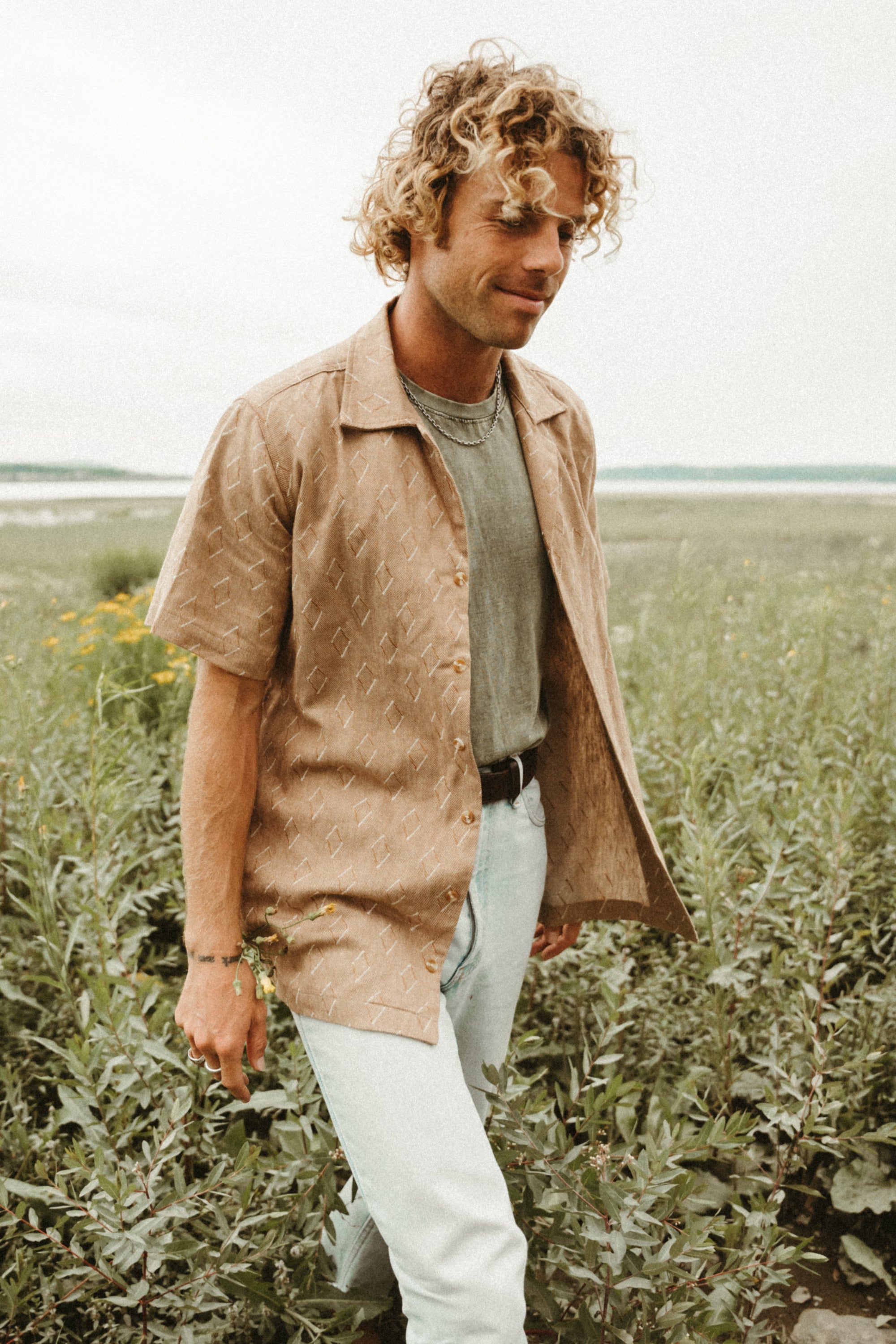 【HAVEL studio】RAMIE SHORT SLEEVE SHIRT Jasper Brown - Ramie Short Sleeve Shirt