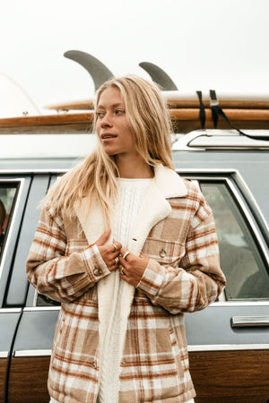 Parker - Women Brown Flannel Jacket