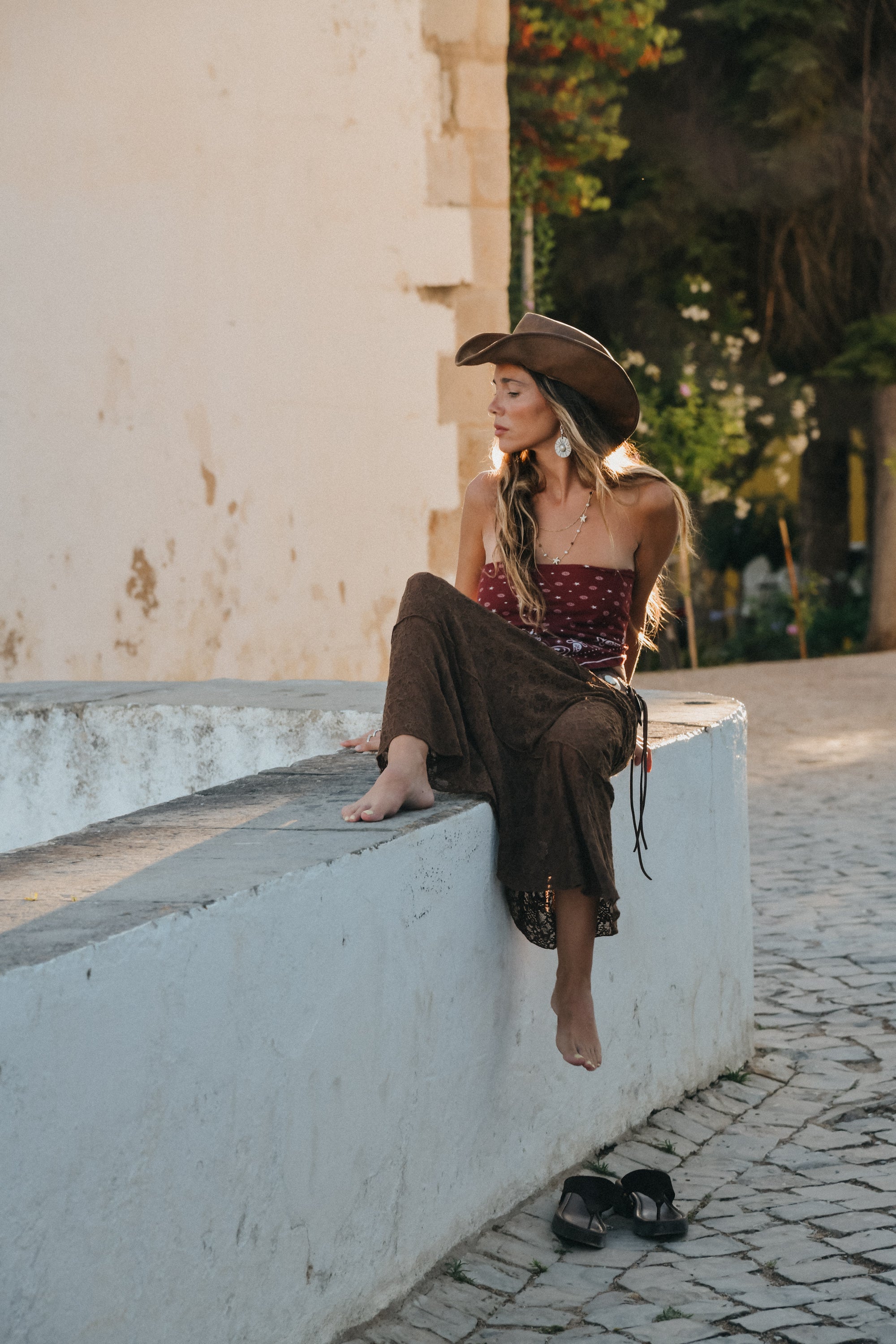 Moonlace - Brown Lace Midi Skirt