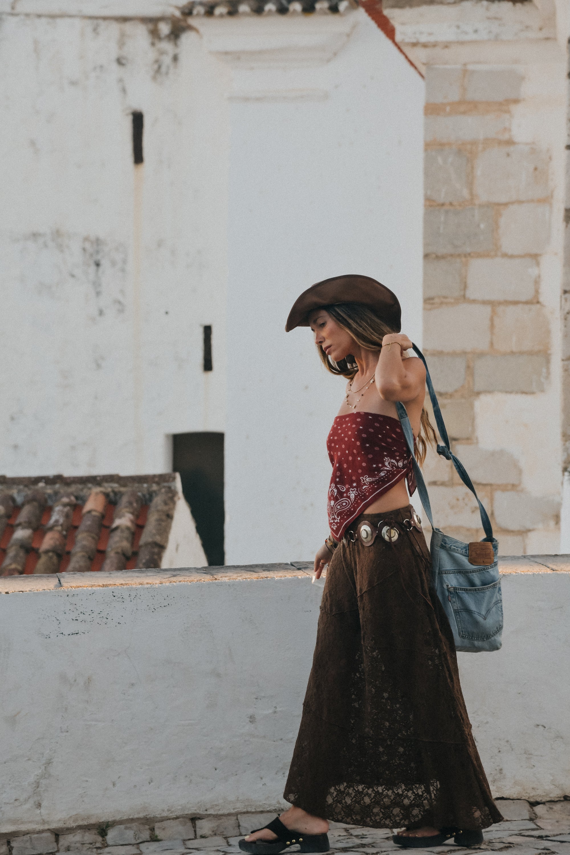 Moonlace - Brown Lace Midi Skirt