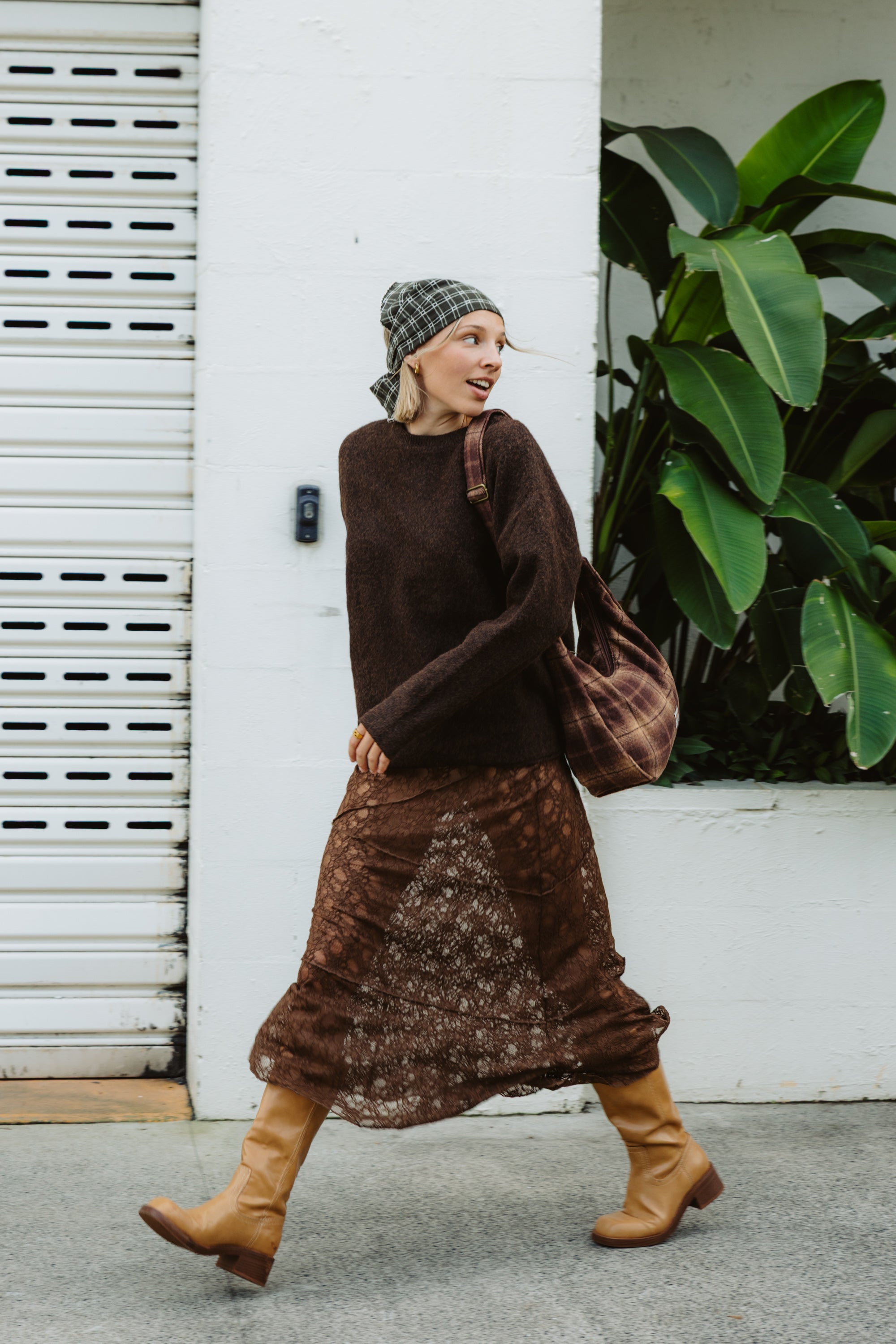 Moonlace - Brown Lace Midi Skirt