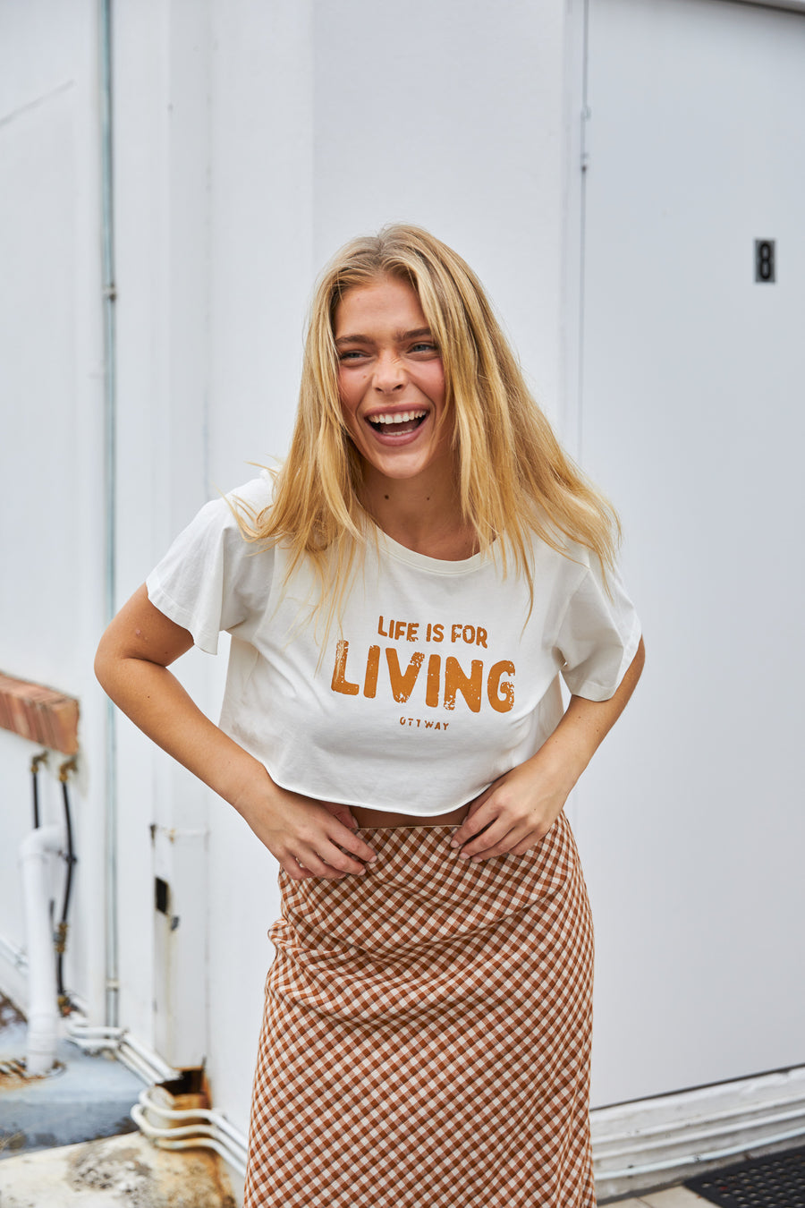 Life is for Living cropped T-Shirt - White