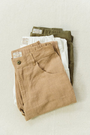 Miller - Textured Linen Pants - Khaki Green