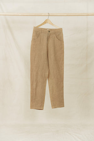 Miller - Unisex Textured Linen Pants - Light Brown