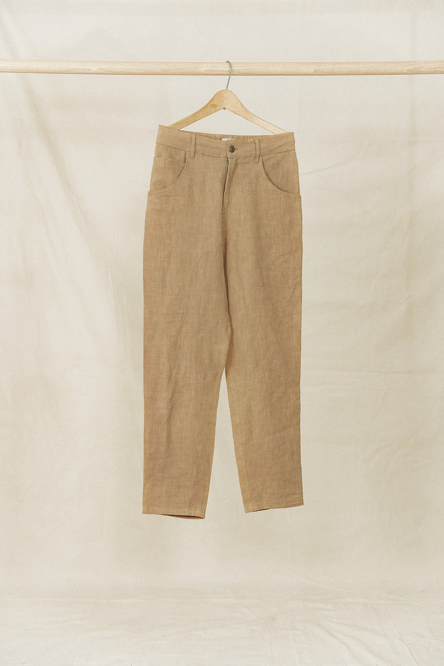 Miller - Unisex Textured Linen Pants - Light Brown