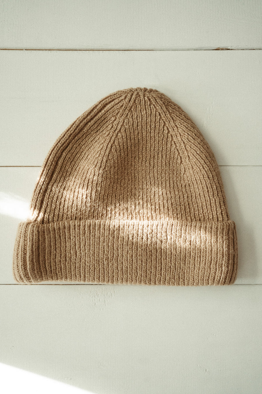 Beige Soft Ribbed Knit Beanie, Accessories