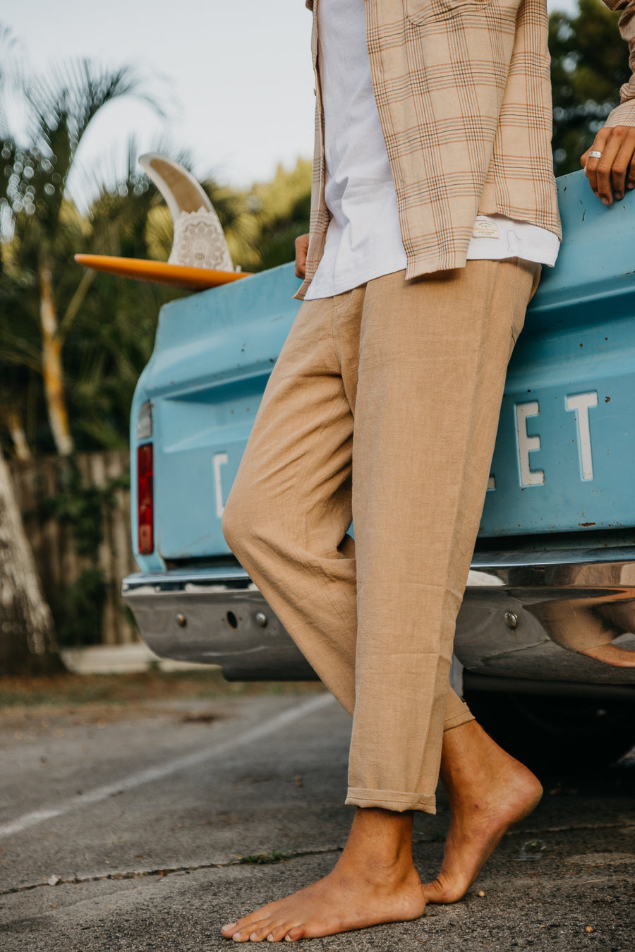 Miller - Textured Linen Pants - Light Brown – OTTWAY