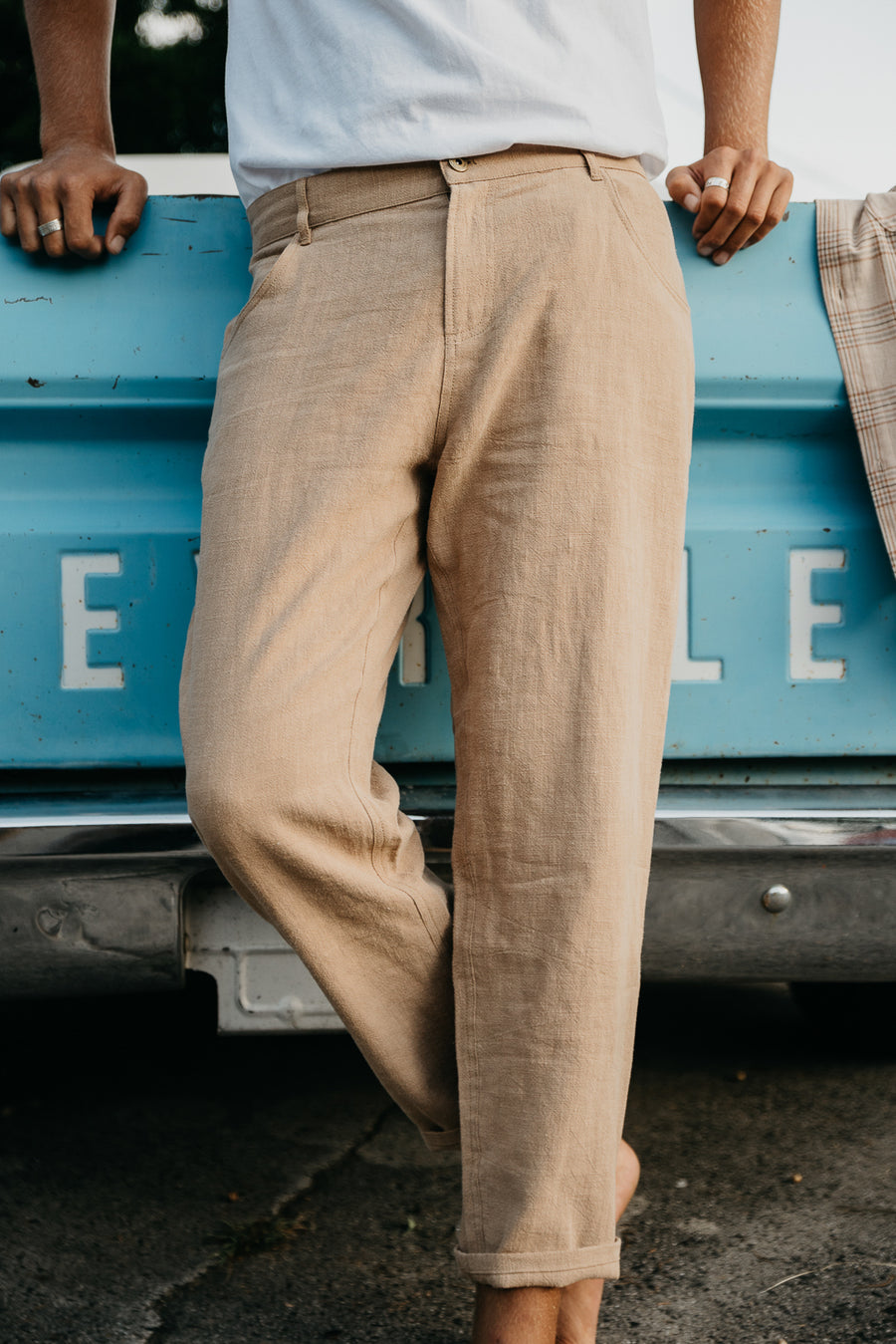 Miller - Textured Linen Pants - Light Brown