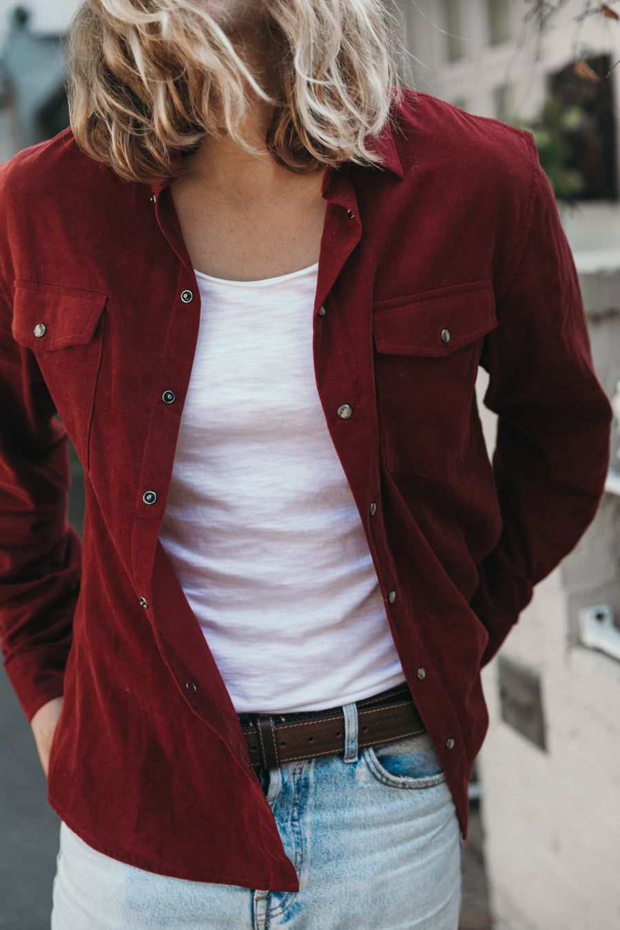 Burgundy Corduroy - Long Sleeve Shirt