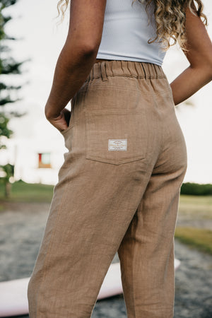 Miller - Unisex Textured Linen Pants - Light Brown