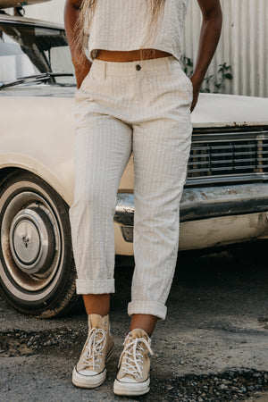 Bowie - Unisex Cream Checked Pants