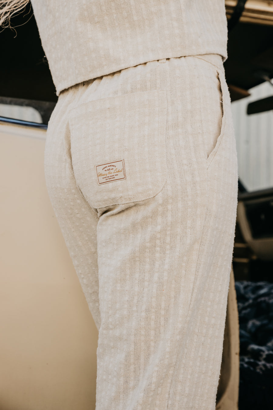 Bowie - Unisex Cream Checked Pants
