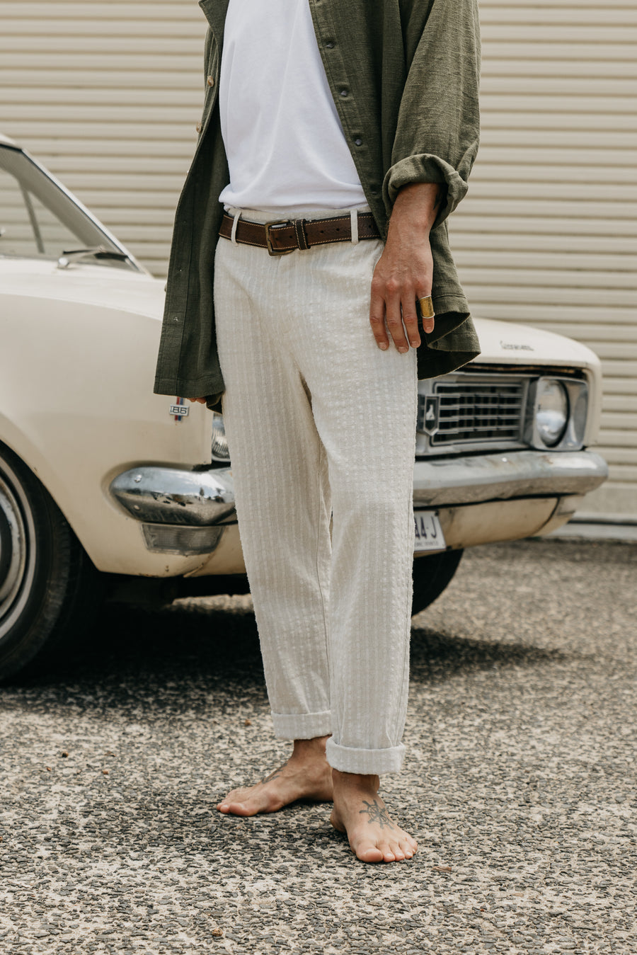 Bowie - Cream Checked Pants