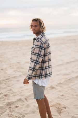 Lenny - Cream Flannel Shirt/Jacket