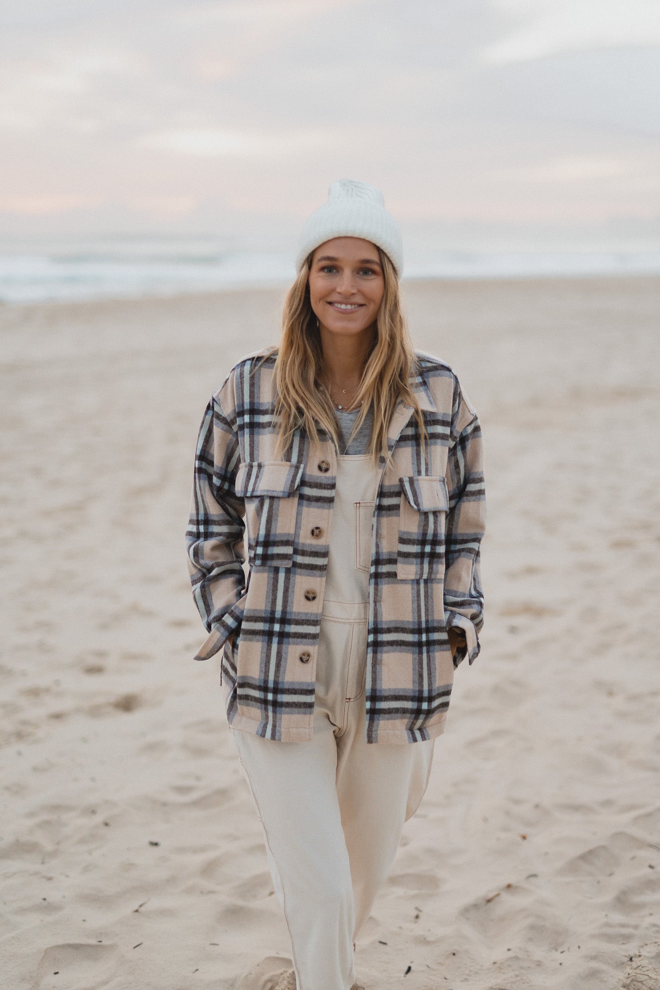 Lenny - Women Cream Flannel Shirt/Jacket
