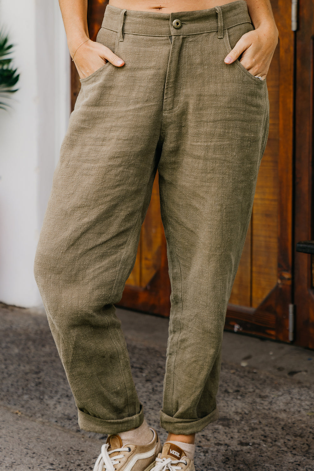 Linen Pants Khaki Green main image 0