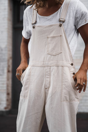 linen overalls / OFF WHITE