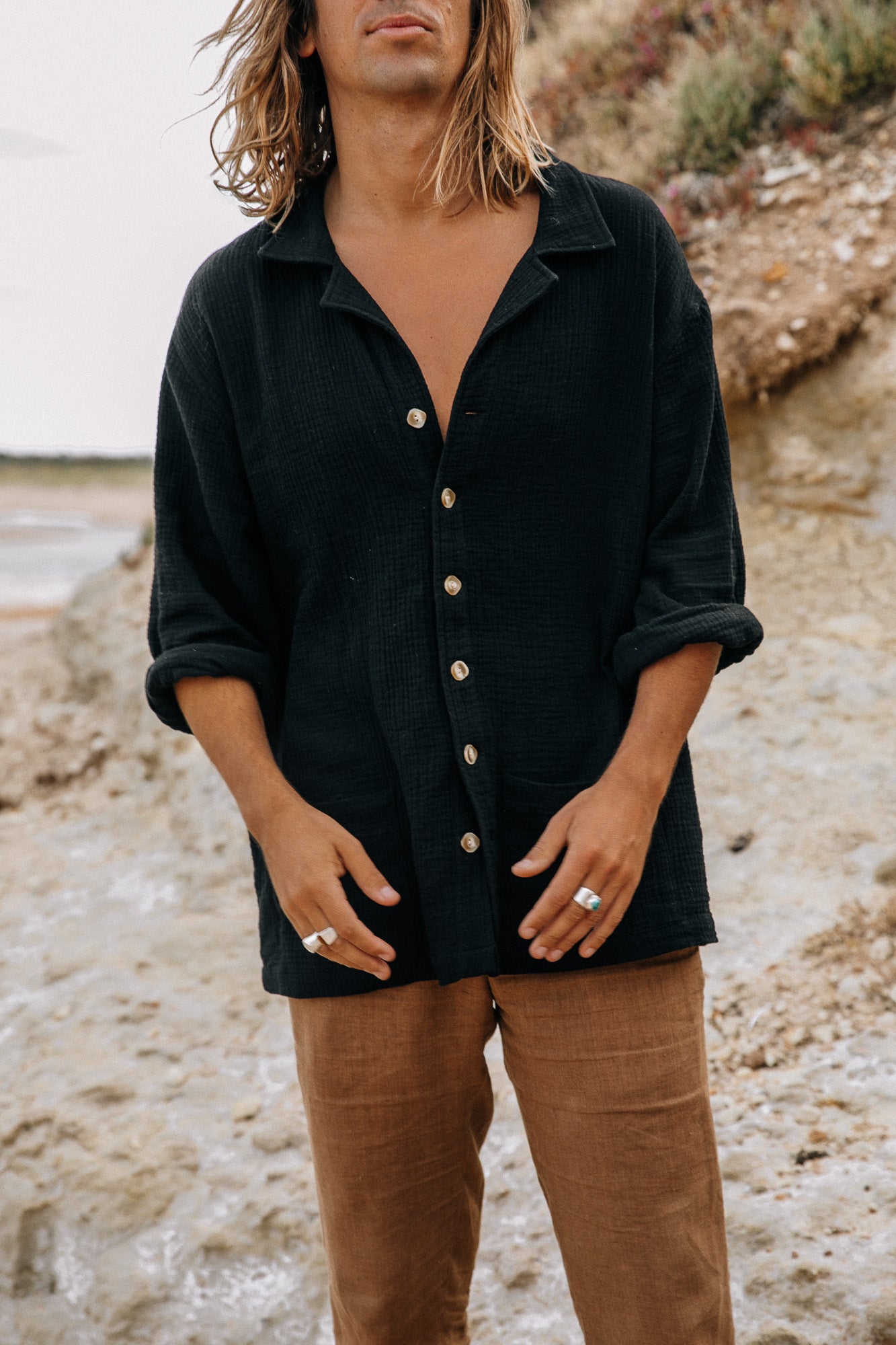 PALMER - BLACK LONG SLEEVE SHIRT