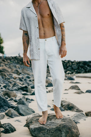 Miller - Textured Linen Pants - White