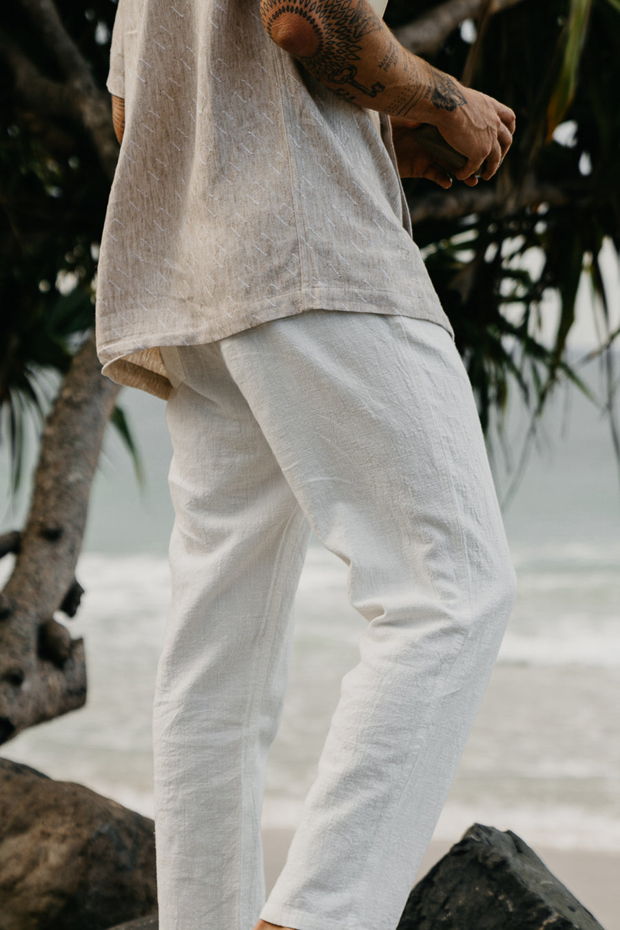 Miller - Textured Linen Pants - White